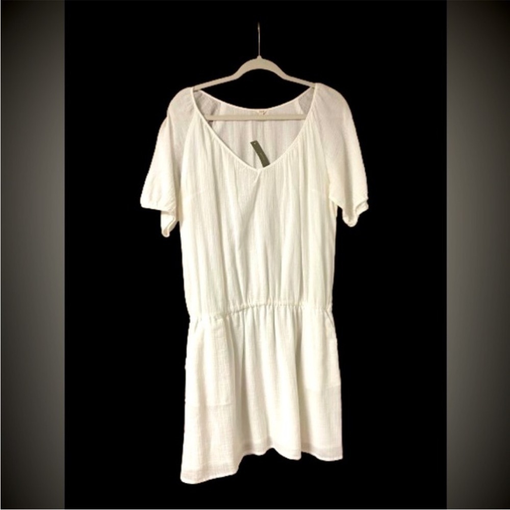 size small J.Crew white mini dress with scrunch waist line